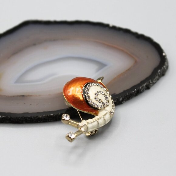 Snail pin brooch jewelry fashion gold tone crystals cute adorable animal new - Picture 5 of 11